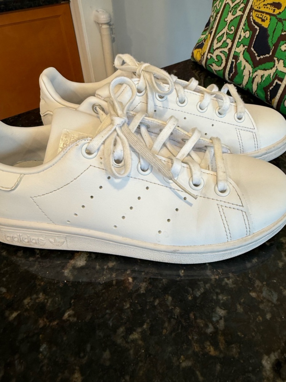 adidas Kids All-White Leather Sneakers